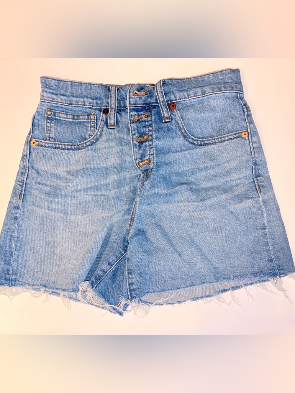 Madewell Light Wash Button Fly Denim Cutoff Shorts Size 24